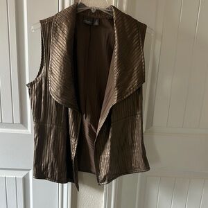 Chico's Brown Quilted Vest with Draped Front